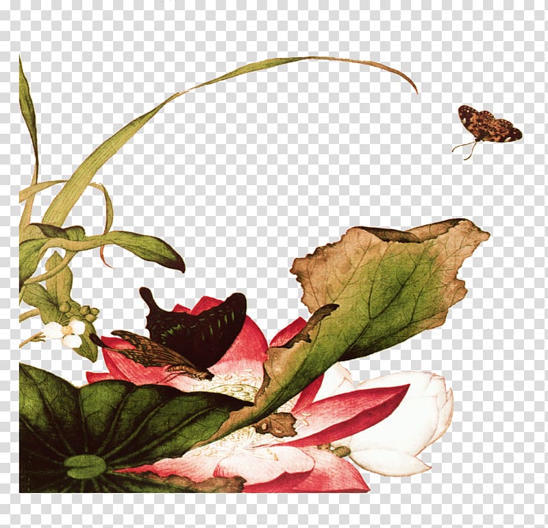 Gongbi manipulation graphic studio, Lotus transparent background PNG clipart