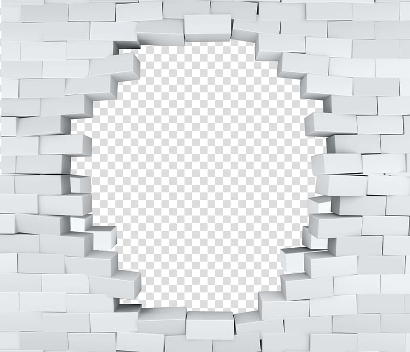 Wall Brick Poster, 3D Brick, white brick wall with hole transparent background PNG clipart