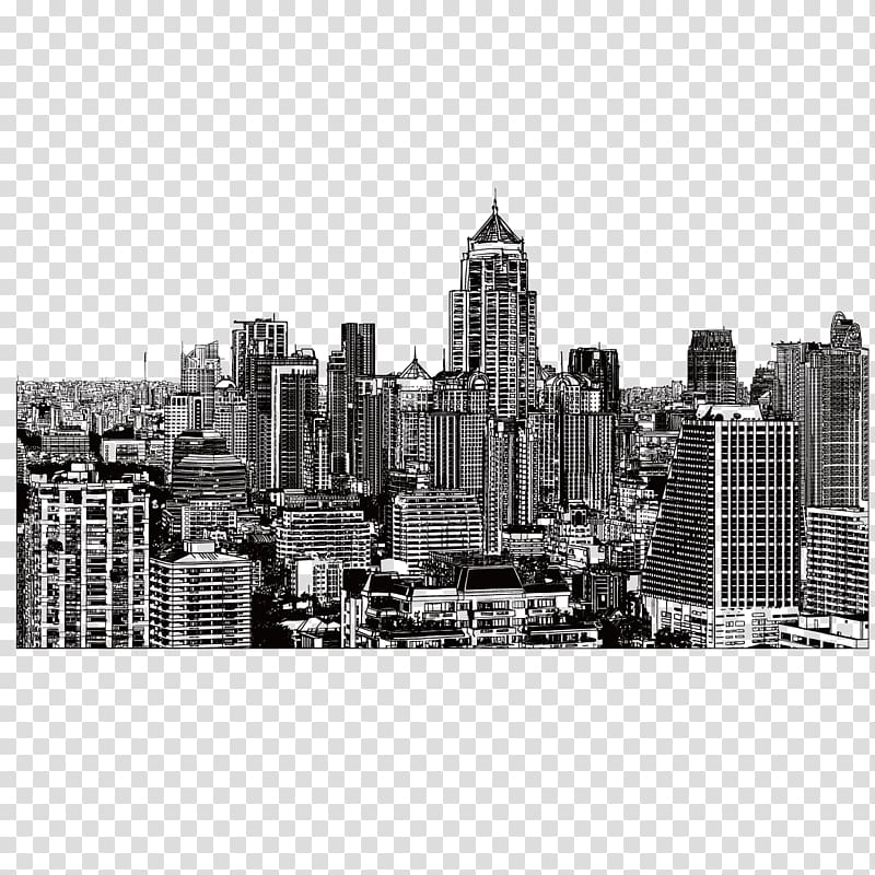 city buildings illustration, New York City Drawing Building Illustration, overlooking the city group hand painted city night view transparent background PNG clipart