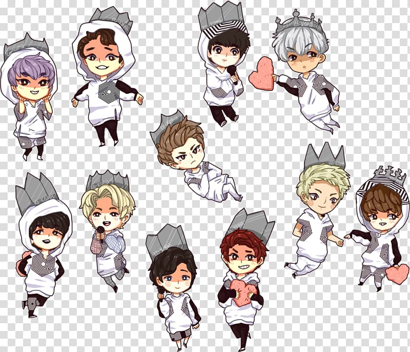 EXO Overdose Chibi Fan art XOXO, Exo Chibi transparent background PNG clipart