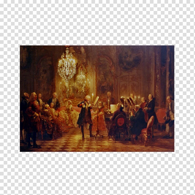 Concert for flute with Frederick the Great in Sanssouci Flute concerto Painting, painting transparent background PNG clipart