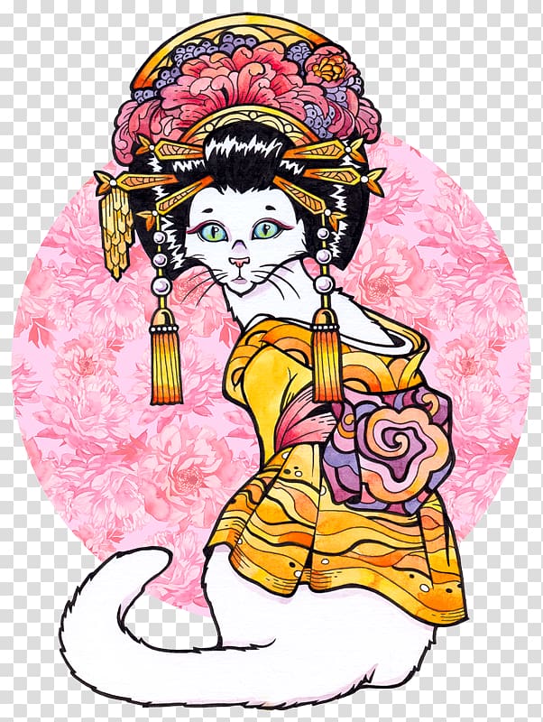 Geisha Cat , design transparent background PNG clipart