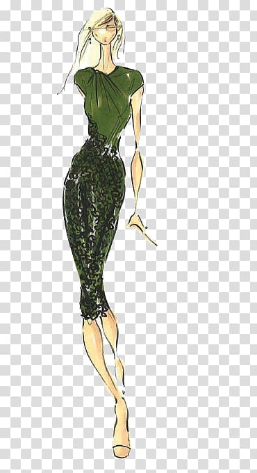Pantone Color Autumn Green Fashion, Simple design women\'s fashion illustration transparent background PNG clipart
