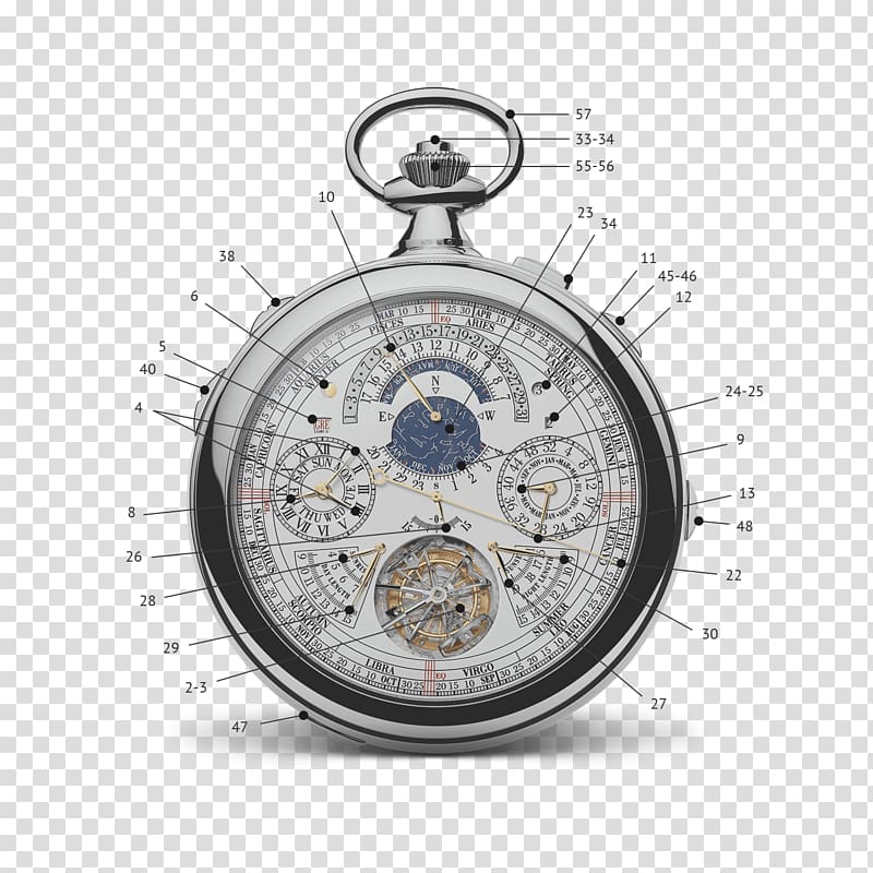 Reference 57260 Pocket watch Vacheron Constantin Clock, watch transparent background PNG clipart