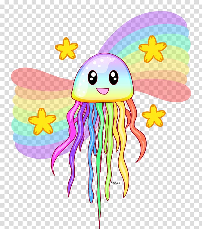 Octopus Illustration Child art, rainbow jelly transparent background PNG clipart