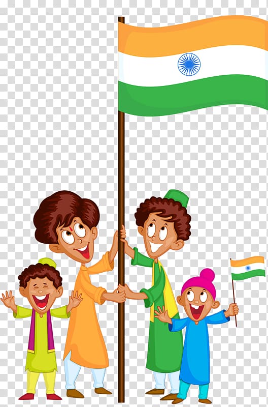 people holding India flag illustration, India January 26 Song Republic Day, Indian transparent background PNG clipart