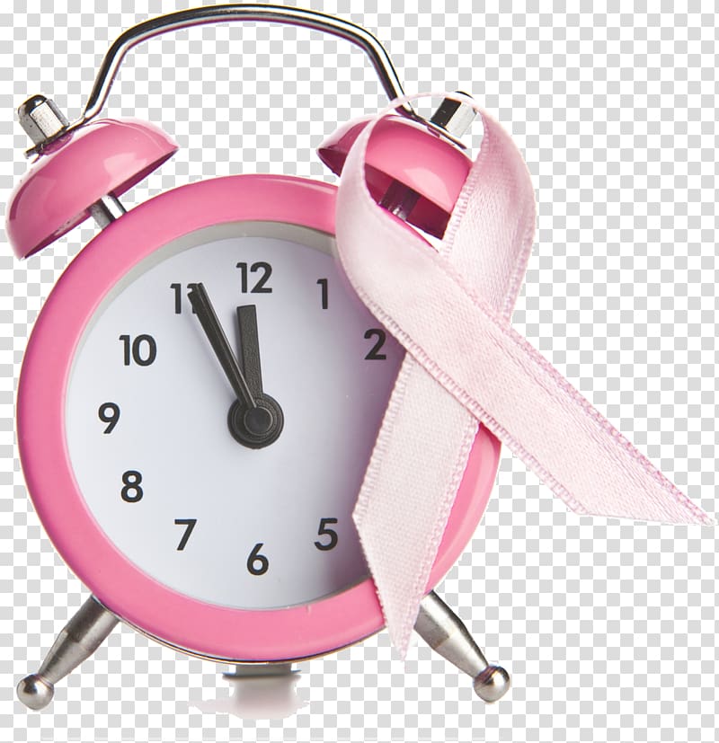 Pink ribbon Awareness ribbon Breast Cancer Awareness Month, Pink alarm clock transparent background PNG clipart
