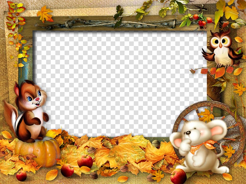 animal-themed frame illustration, Autumn frame, Mood Frame transparent background PNG clipart