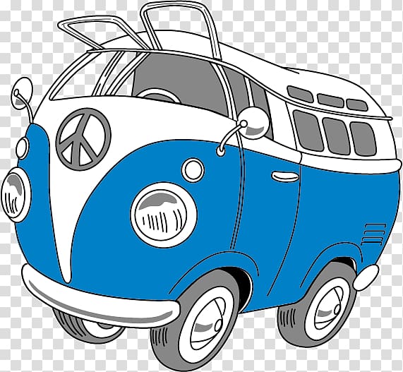 Car Hippie Volkswagen Transporter, samba transparent background PNG clipart