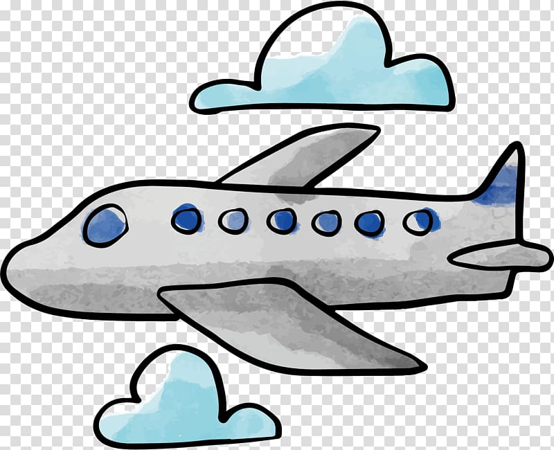gray airplane drawing, Airplane , Watercolor plane transparent background PNG clipart