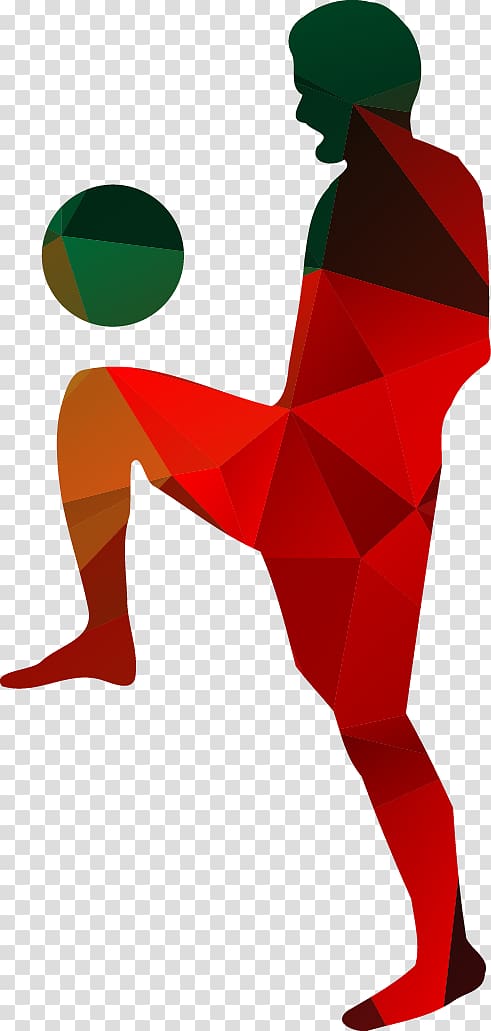 Football player Silhouette , polygonal pattern consisting of football players transparent background PNG clipart