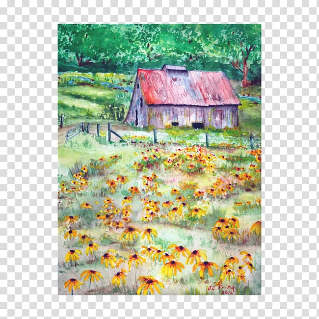 Watercolor painting Barn Black-eyed Susan Acrylic paint, Watercolor Barn transparent background PNG clipart