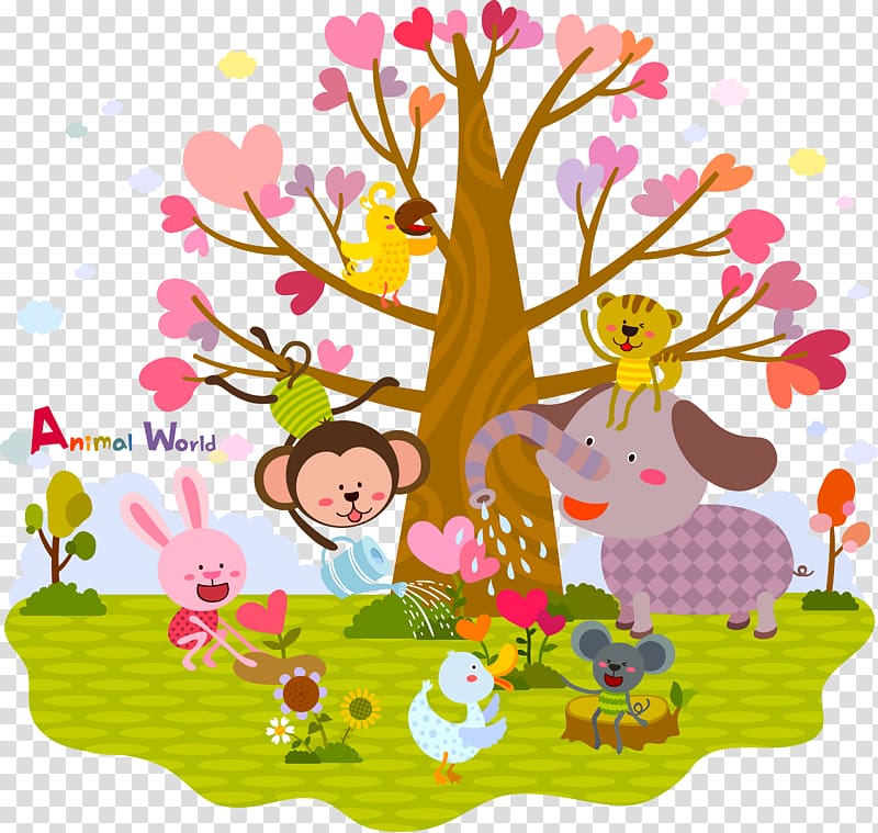 Wall decal Sticker Polyvinyl chloride, Animal flower tree transparent background PNG clipart