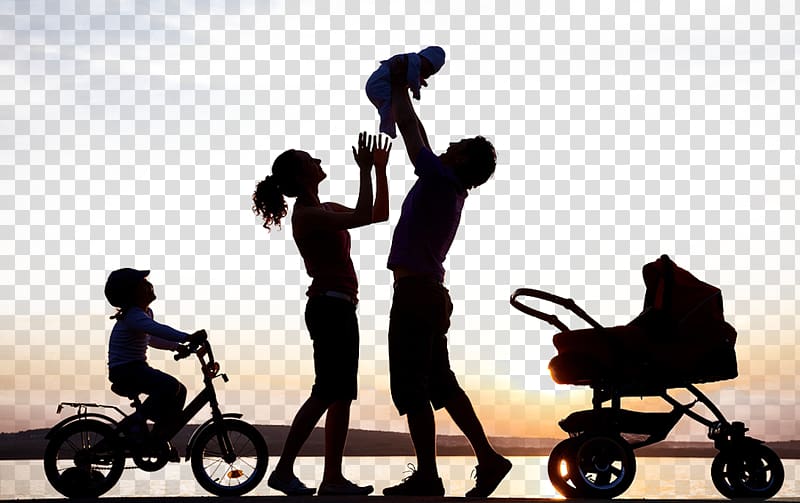 sunset happy family silhouette transparent background PNG clipart