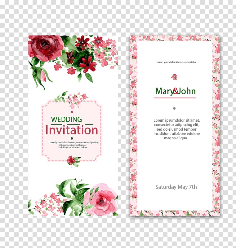 wedding invitation illustration, Wedding invitation Watercolor painting Flower, Wedding invitations transparent background PNG clipart