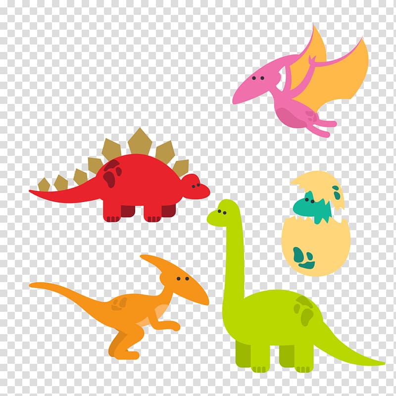 several dinosaurs illustration, Reptile Dinosaurs Pack Dinosaur egg, Color dinosaur and dinosaur egg transparent background PNG clipart