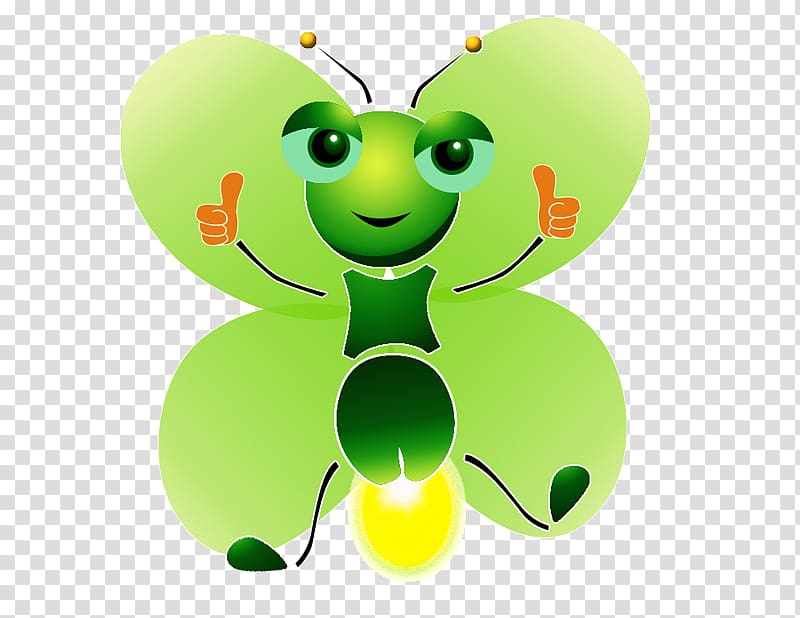 Butterfly Cartoon Light, Green firefly transparent background PNG clipart