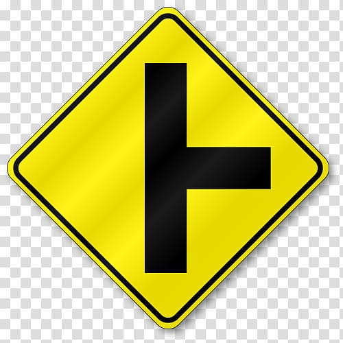Traffic sign Warning sign Three-way junction Road, road transparent background PNG clipart