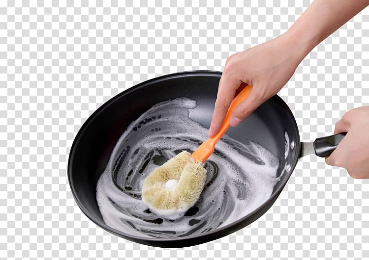 Cleaning Kitchen Brush Frying pan Non-stick surface, Cleaning agent for cleaning pan transparent background PNG clipart