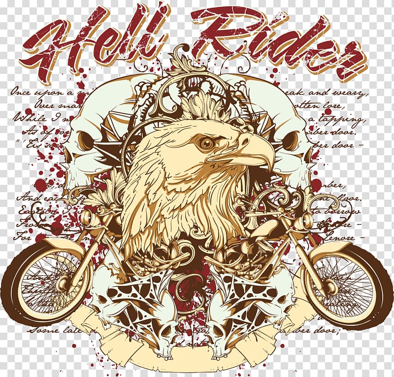 Hell Rider logo, illustration Illustration, Eagles Motorcycle printing transparent background PNG clipart