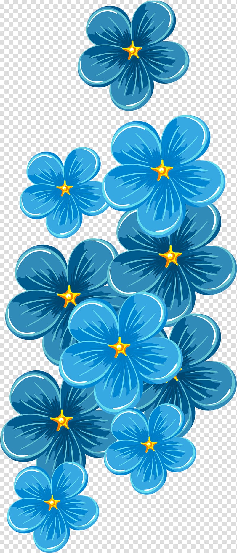Petal, Hand painted blue flowers transparent background PNG clipart