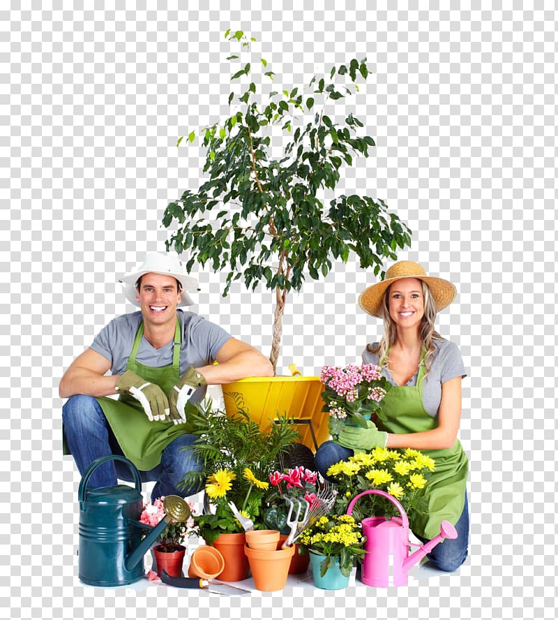 Gardening Garden tool Watering can , Fashion male and female couple gardening transparent background PNG clipart