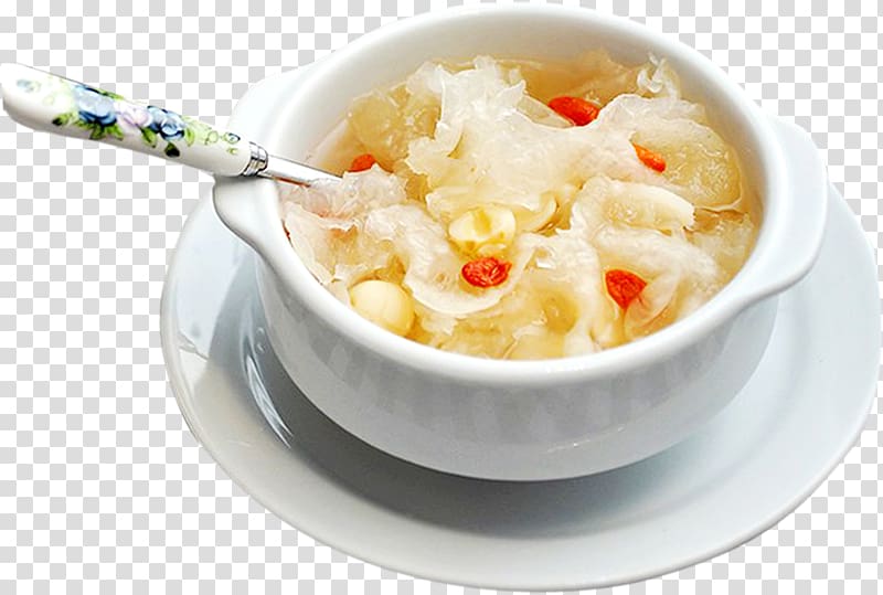 Chinese cuisine Tong sui Congee Tremella fuciformis Recipe, White fungus health food food transparent background PNG clipart