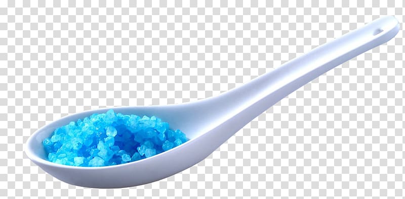 Spoon Salt Blue Crystal, The blue crystal salt in the spoon transparent background PNG clipart