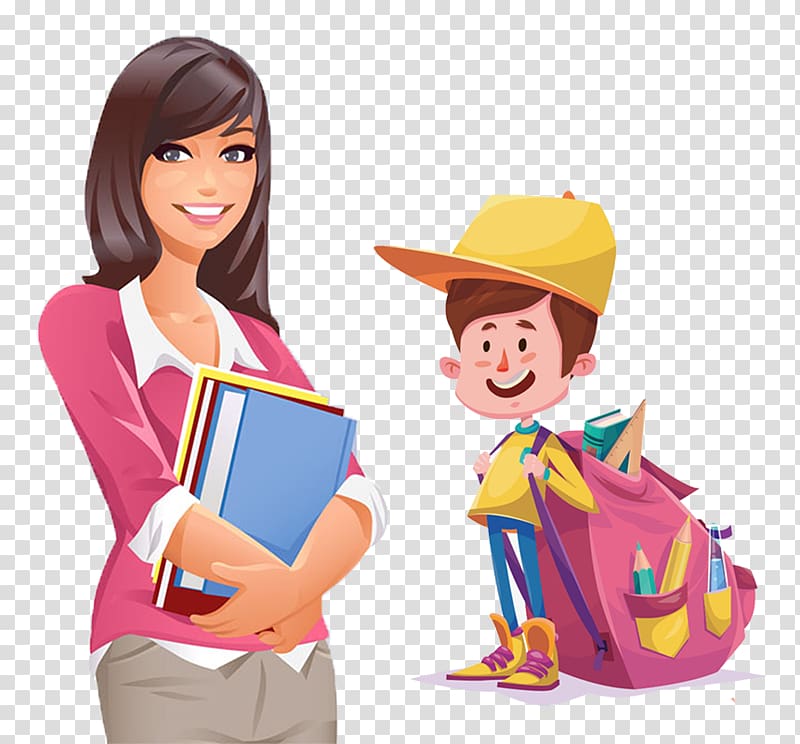 two male and female character student illustrations, Student College Illustration, Student teacher transparent background PNG clipart