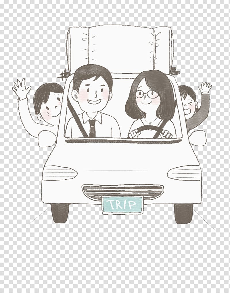 Road trip Travel, A family trip by car transparent background PNG clipart
