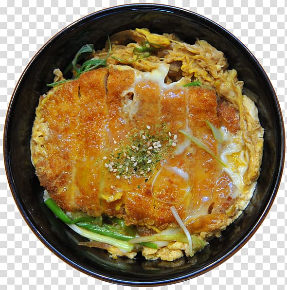 Katsudon Donburi Japanese Cuisine Tonkatsu Chicken katsu, rice bowl transparent background PNG clipart