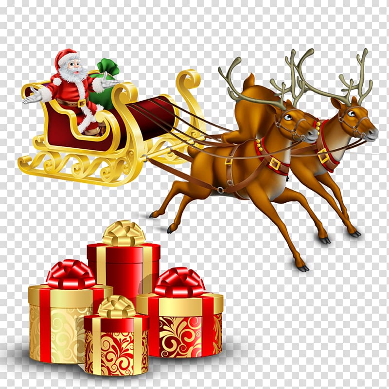 Santa Claus Reindeer Sled Christmas, Santa Claus Creative transparent background PNG clipart