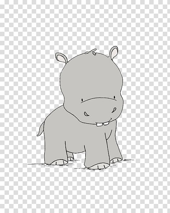 Hippopotamus Black and white , Baby hippo transparent background PNG clipart