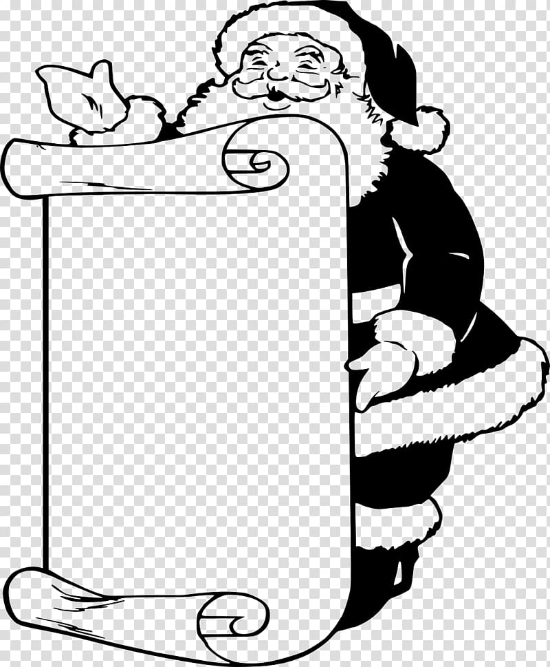 Santa Claus Christmas Black and white , santa sleigh transparent background PNG clipart