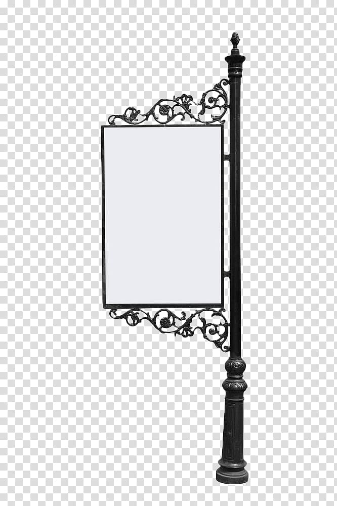 empty white and black lamp post, Billboard Poster Advertising, Classical artillery billboards transparent background PNG clipart
