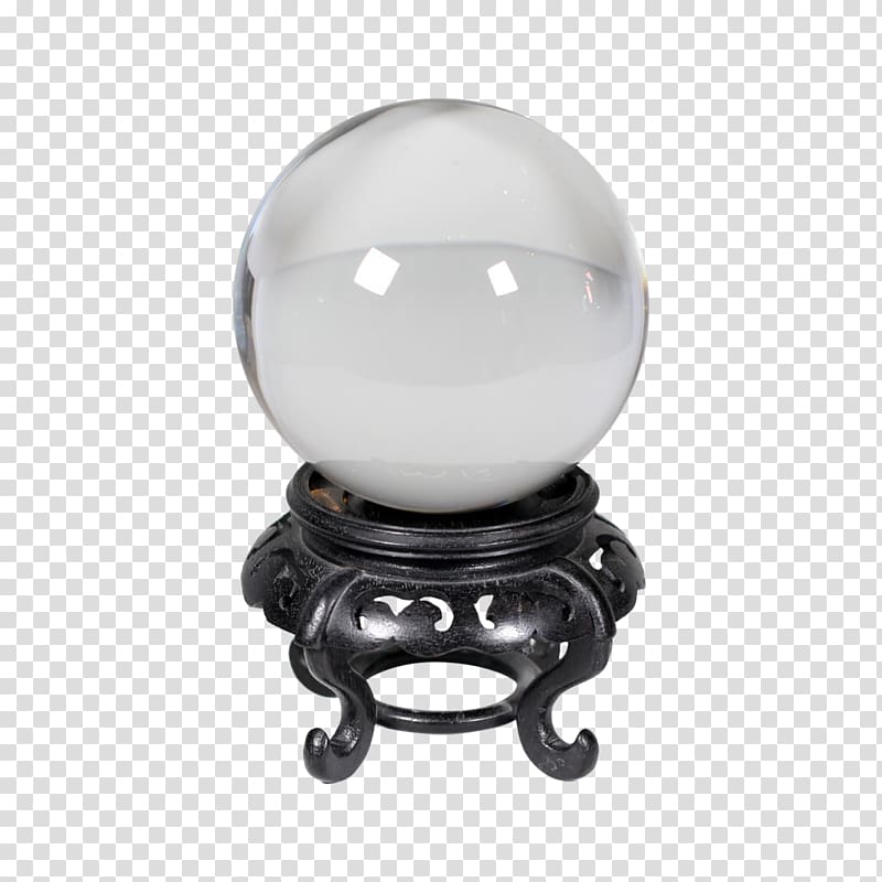 clear glass ball on black table, Crystal ball Sphere, crystal ball transparent background PNG clipart