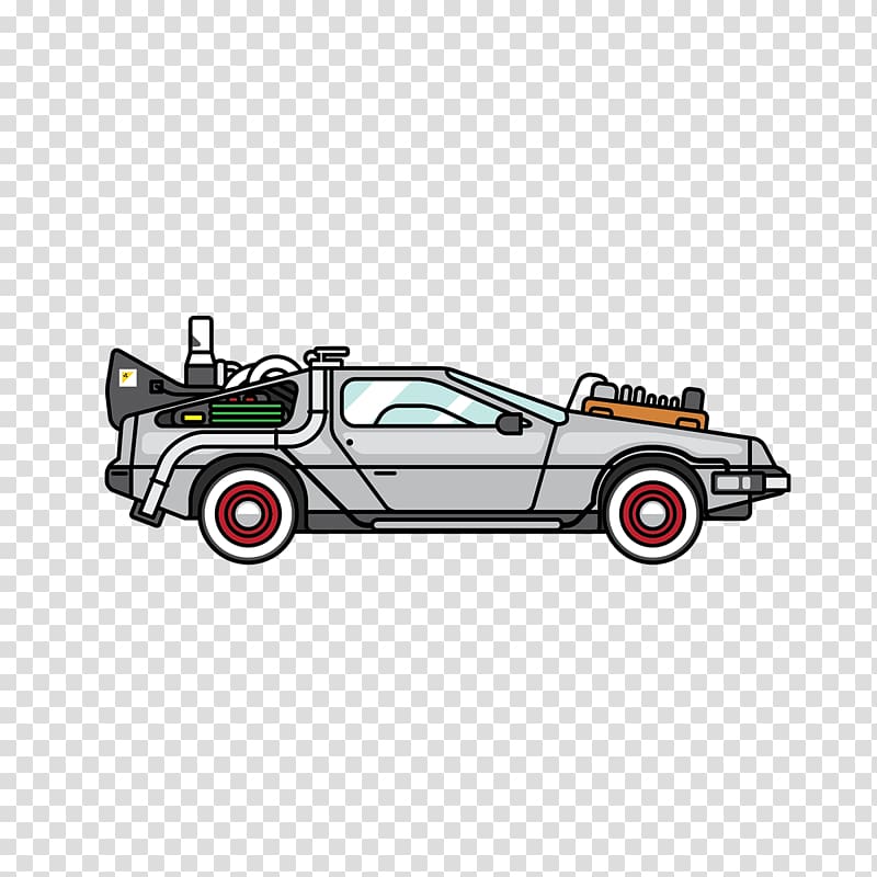 Back to the Future car illustration, Car DeLorean DMC-12 Dr. Emmett Brown DeLorean time machine Back to the Future, cartoon car transparent background PNG clipart