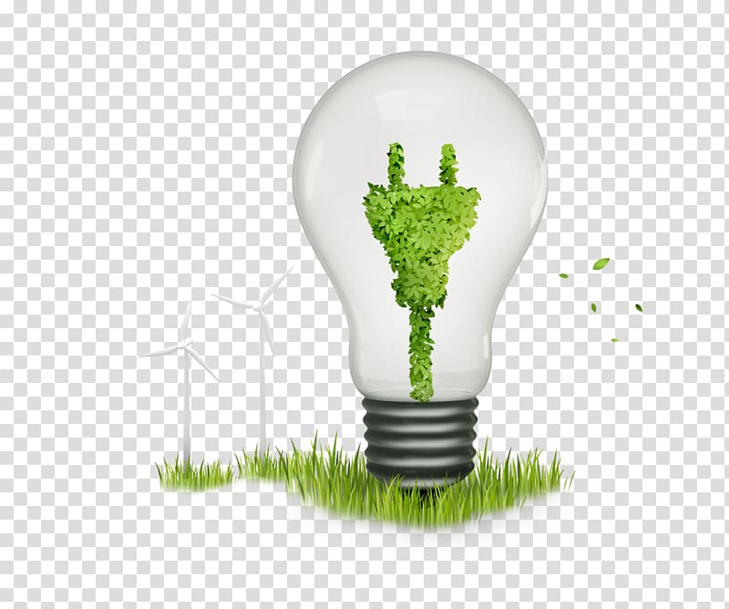 Electricity Environmental protection Poster Energy conservation, Windmill green light bulb transparent background PNG clipart