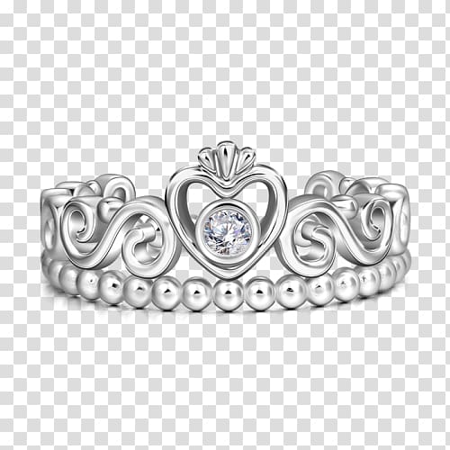 Ring Silver Crown Princess Headpiece, ring transparent background PNG clipart