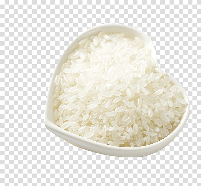 White rice Cooked rice, Heart-shaped bowl of rice material transparent background PNG clipart