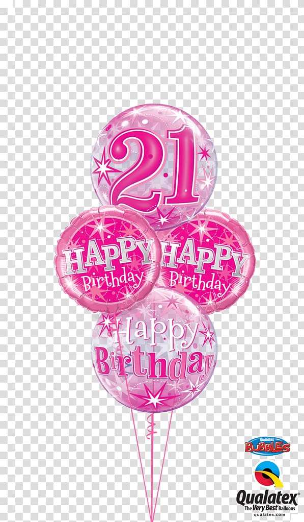 Mylar balloon Birthday cake Flower bouquet, 21st birthday transparent background PNG clipart