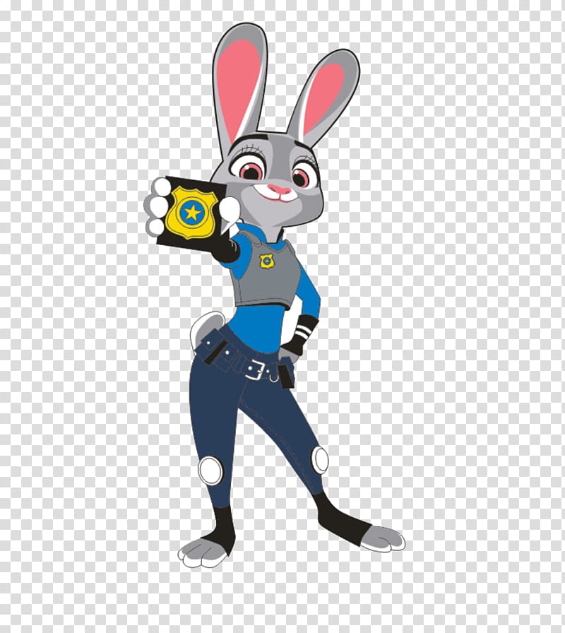 Rabbit Easter Bunny Nick Wilde Lt. Judy Hopps Cartoon, Gray police rabbit transparent background PNG clipart