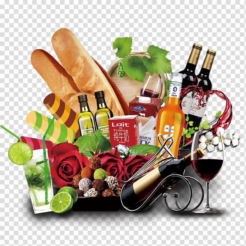 Wine Liqueur Gift basket Food, Food and Wine transparent background PNG clipart