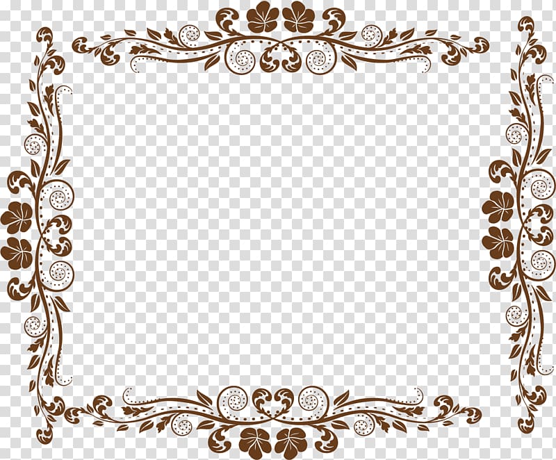 brown floral frame, Europe frame Ornament, Cute pattern border transparent background PNG clipart