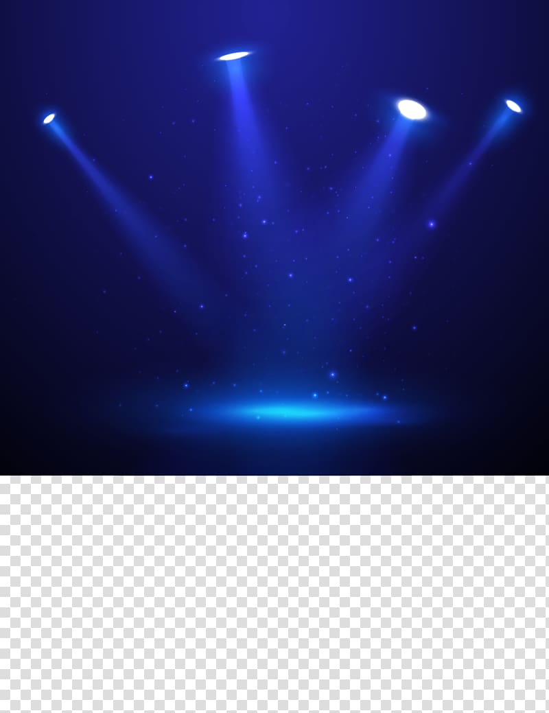four lighted blue track lights, Spotlight Stage, fantasy blue stage lighting transparent background PNG clipart
