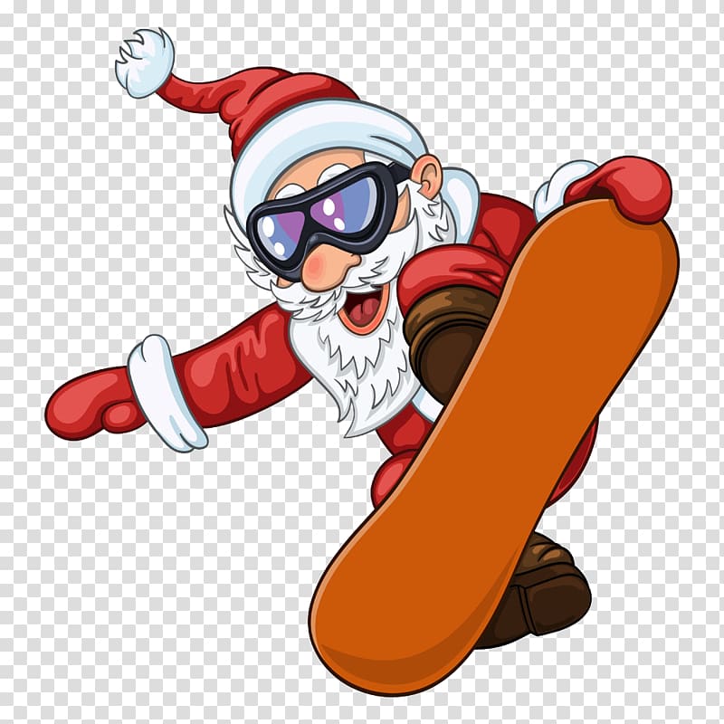 Santa Claus Snowboarding Skiing , Ski Santa transparent background PNG clipart