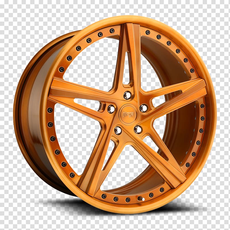 Alloy wheel Forging Rim Brushed metal Surface finishing, copper transparent background PNG clipart
