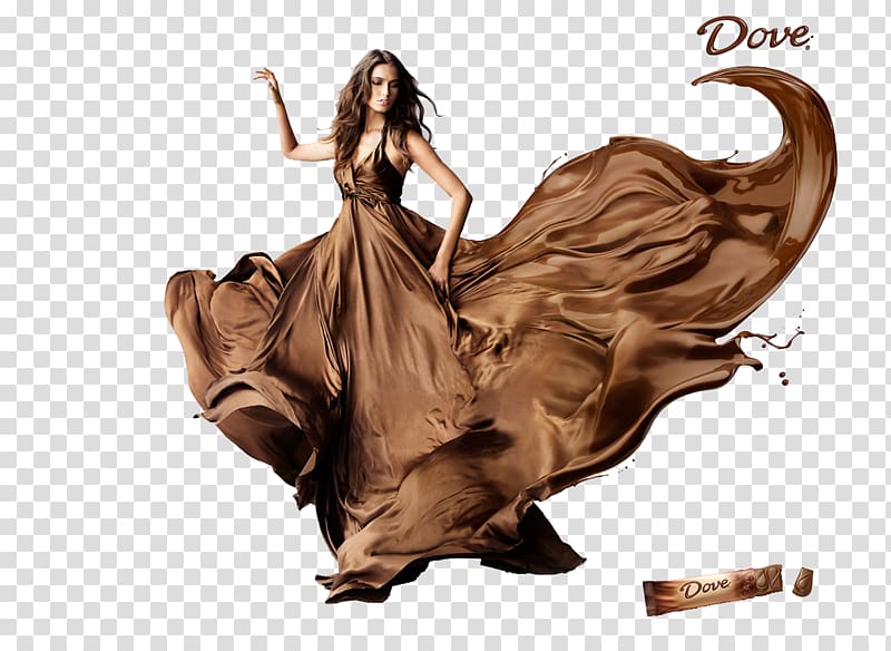 woman wearing brown sleeveless dress, Chocolate bar Dove Advertising TBWA, chocolate transparent background PNG clipart