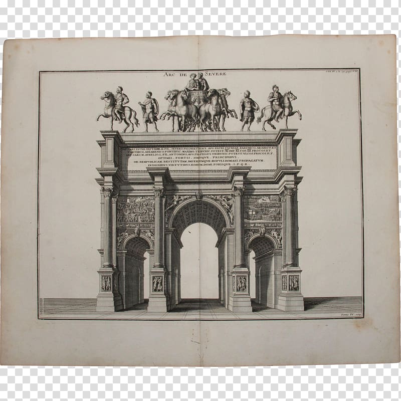 Arch of Septimius Severus Engraving 18th century Drawing, triumphal arch transparent background PNG clipart