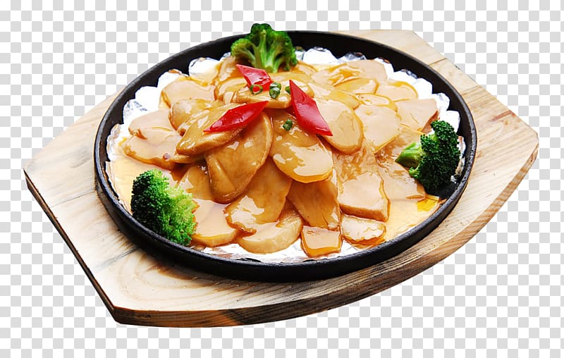 Teppanyaki Thai cuisine Barbecue Vegetarian cuisine Pleurotus eryngii, Broccoli with iron plate potato chips transparent background PNG clipart